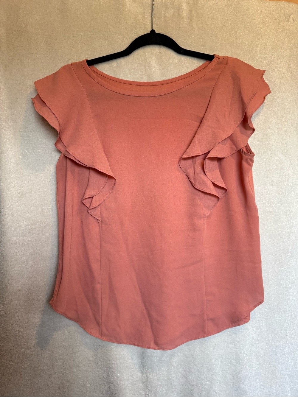 LOFT Coral Ruffle Sleeve Blouse